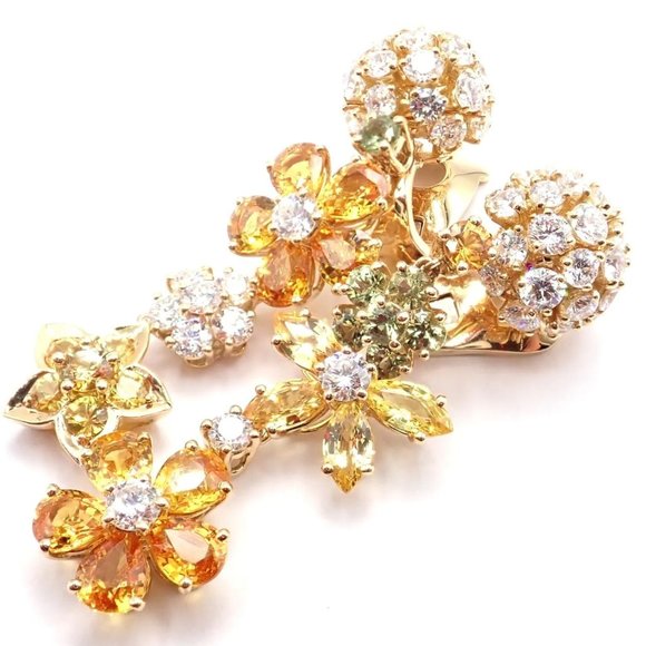 Authentic! Van Cleef & Arpels Folies des Pres 18k Gold Diamond Sapphire Earrings - Picture 10 of 12